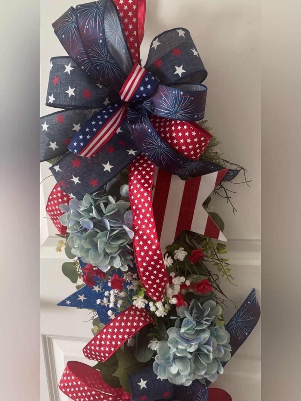 Patriotic Summertime America Star Door Swag 250th Americana Red Blue  Final Sale